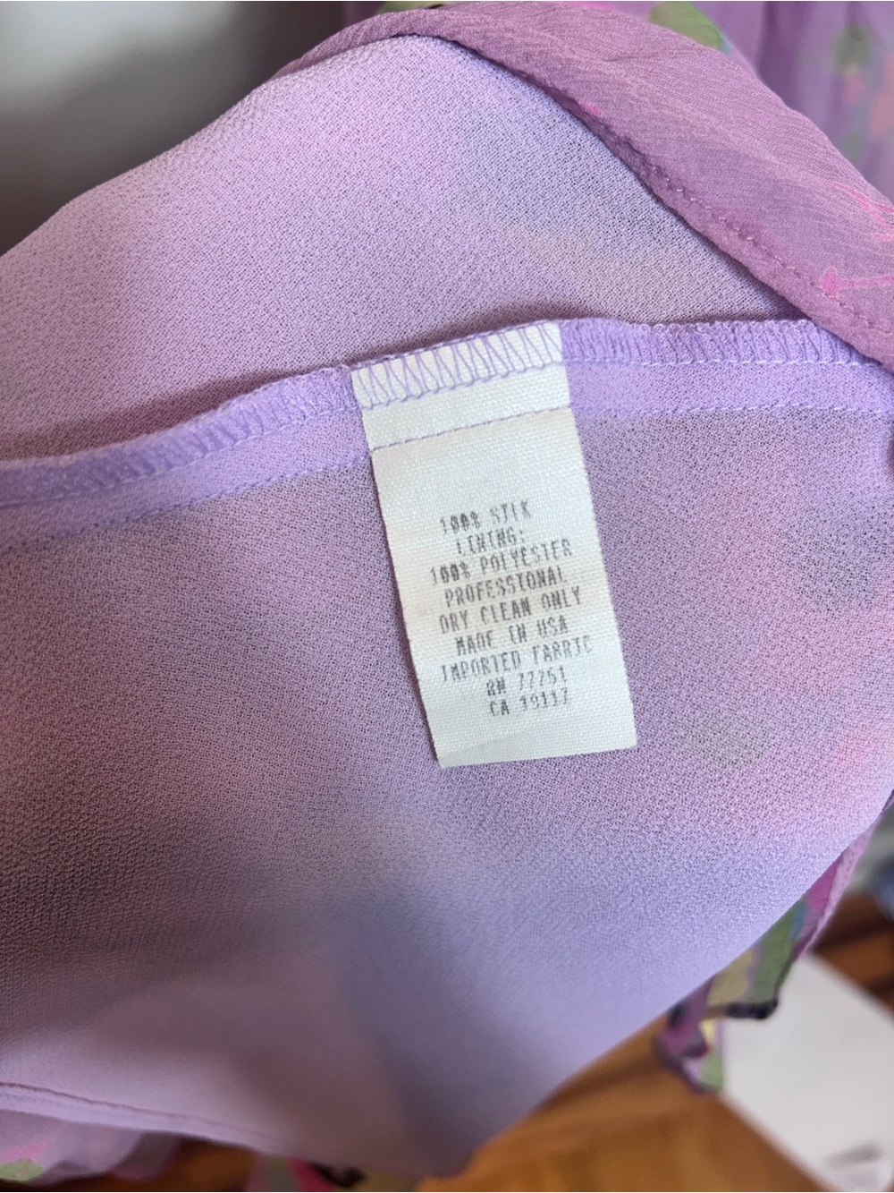 Betsey Johnson New York Black Label 90s 
Silk Lilac Floral Dress - Picture 8 of 8